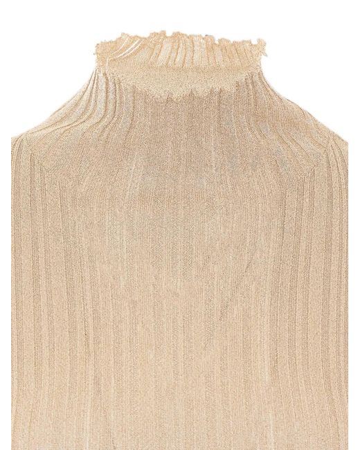 Fabiana Filippi White Lamé-Effect Ribbed-Knit Sweater