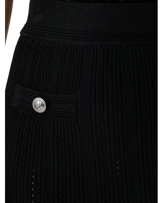 Guess Black Knitted Button-Detail Midi Skirt