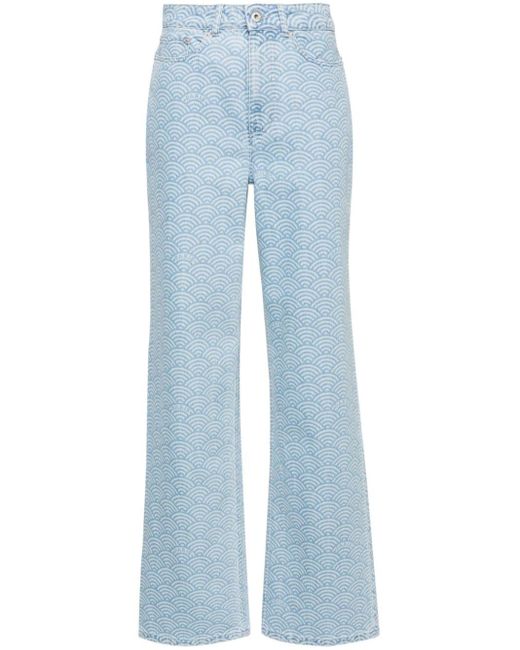 KENZO Ayame High Waist Jeans Met Wijde Pijpen in het Blue