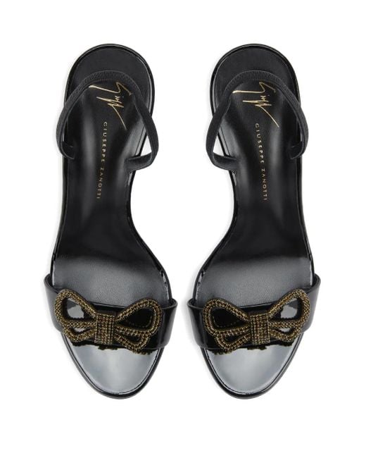 Giuseppe Zanotti Black Zari Bow-Embellished Slingback Sandals
