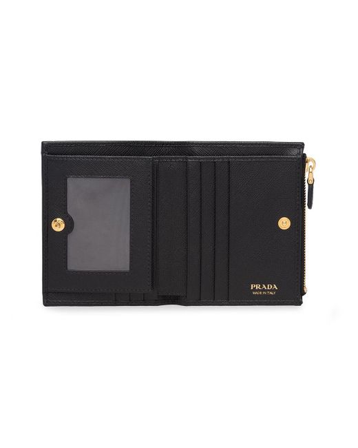 Prada Black Logo-plaque Compact Wallet