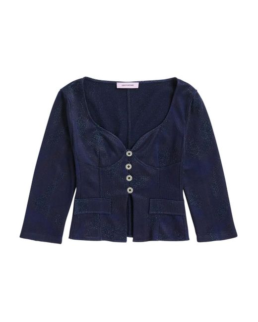 MACCAPANI Blue Vinnie Button-Detailed Structured Top