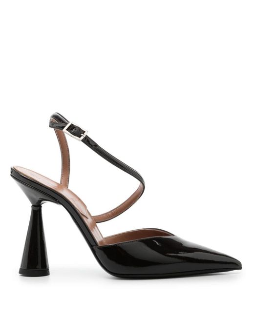 D'Accori Black 100mm Pointed-toe Leather Sandals