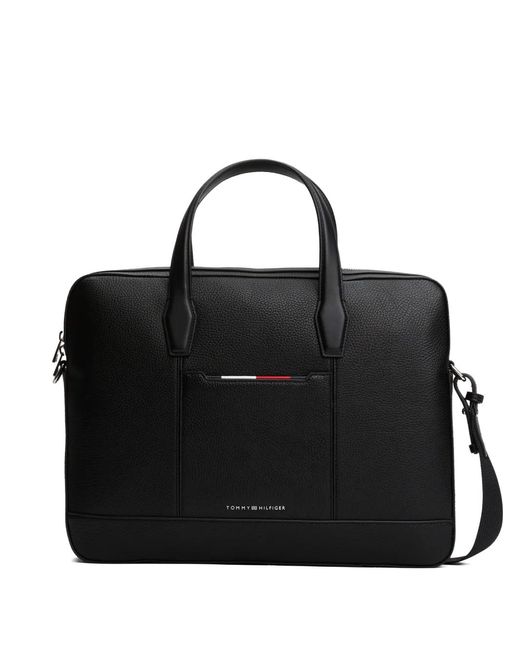 Tommy Hilfiger Black Top-Handle Briefcase Bag for men