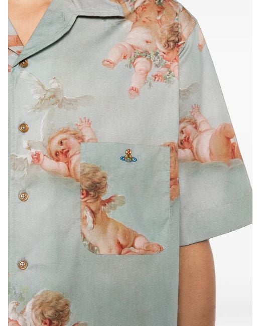 Vivienne Westwood Gray Primavera Cherubs-Print Shirt for men