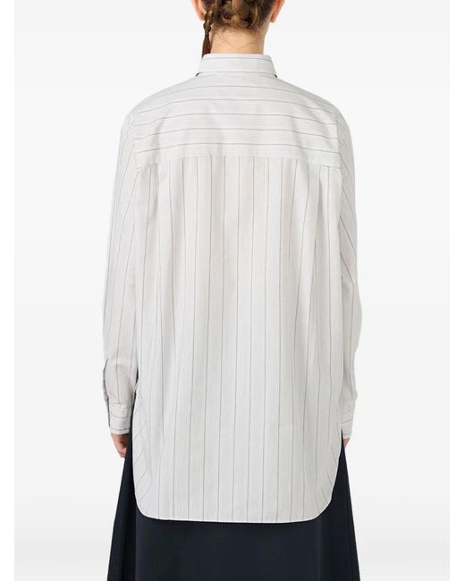 Nanamica White Stripe-Print Regular-Collar Shirt for men