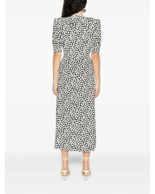 Alessandra Rich White Midikleid Mit Blumen-Print