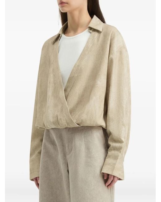 B+ AB Natural Wrap-Effect Shirt Top