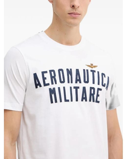 Aeronautica Militare White Logo-Print T-Shirt for men