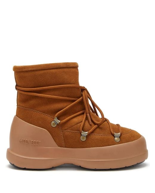 Moon Boot Brown Luna Lace-Up Suede Boots