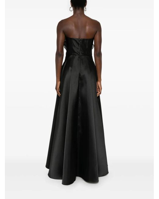 Abito Lungo Con Applicazioni A Fiori di Nissa in Black