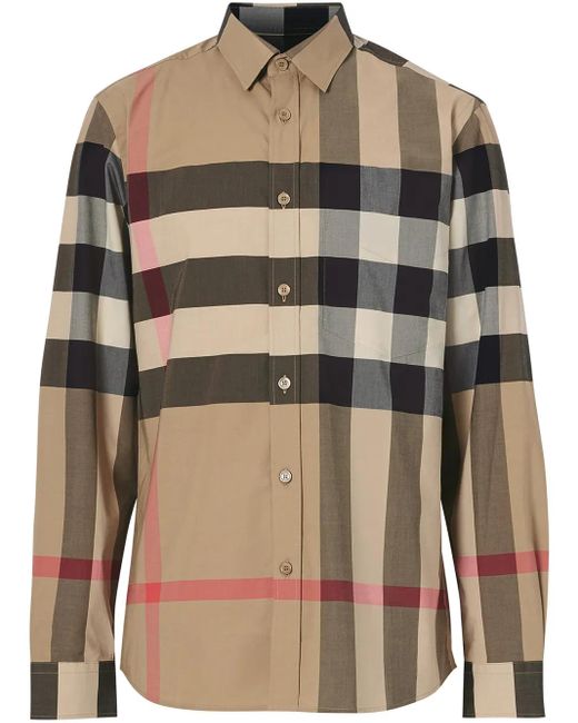 Burberry Shirt Check in het Brown voor heren