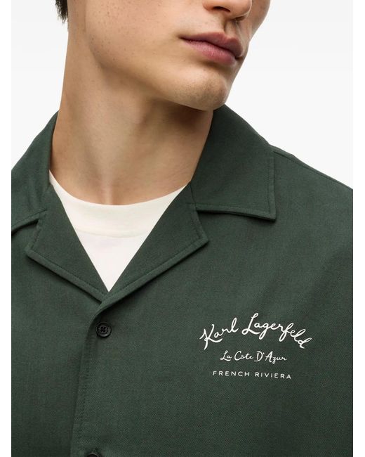 Karl Lagerfeld Green Côte D'Azur Short-Sleeve Shirt for men