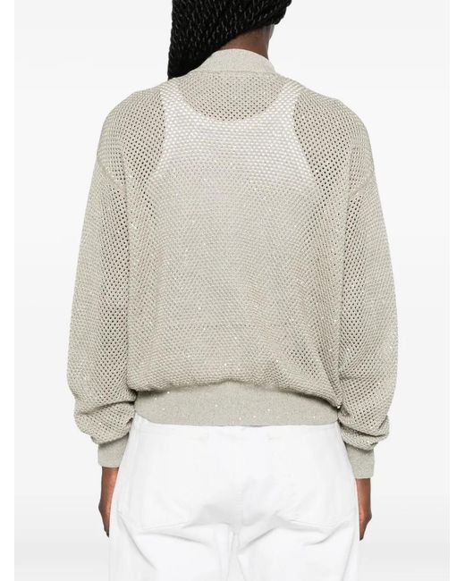 Fabiana Filippi White Sequin-Embellished Cardigan