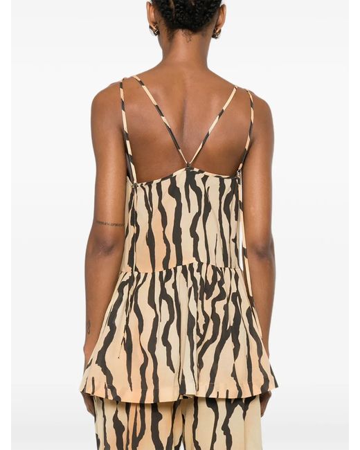 Nanushka White Miley Tiger-Print Blouse