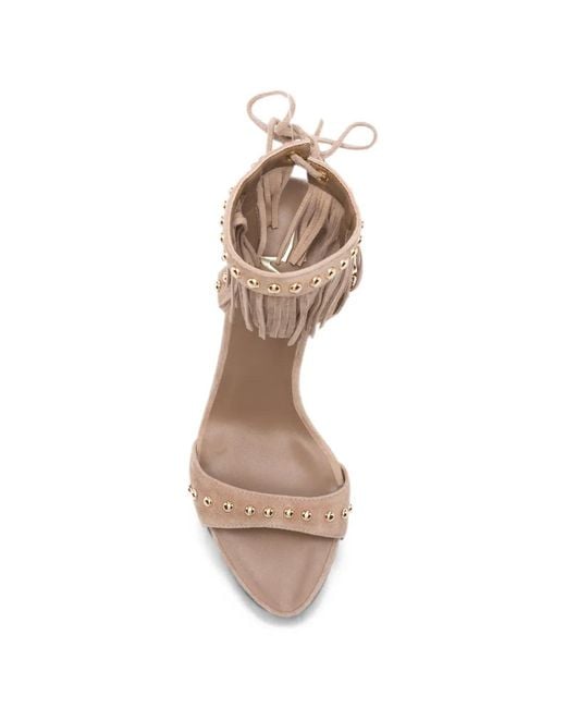 Marc Ellis Natural Fringed Stud-Embellished Sandals