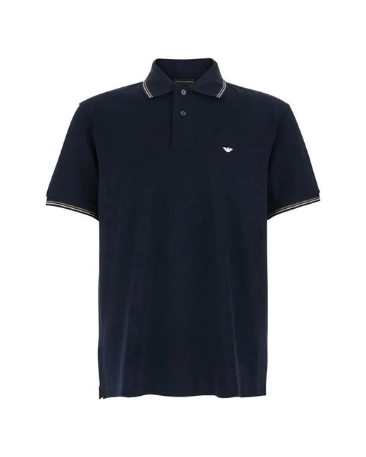 Emporio Armani Blue Logo Cotton Polo Shirt for men