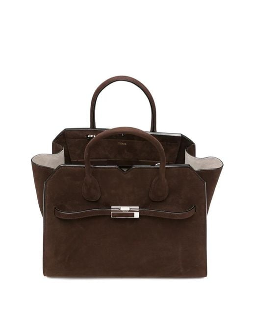 Valextra Brown Milano Top-Handle Tote Bag