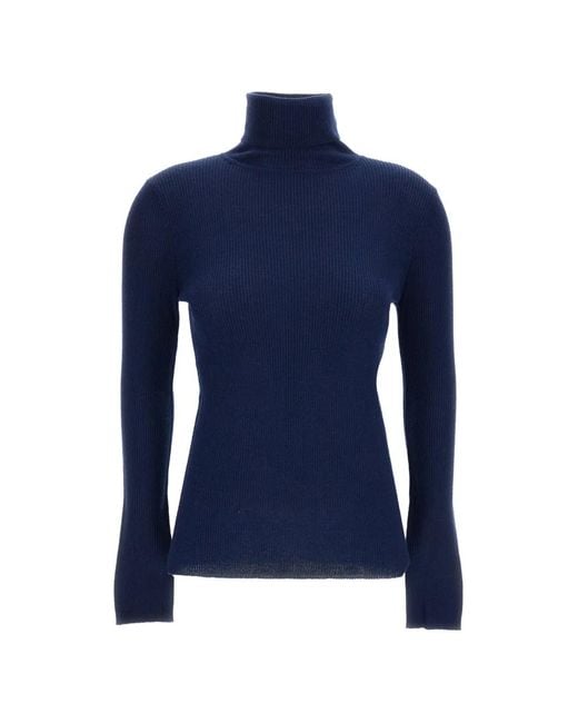 Irie Blue Ribbed-Knit Roll-Neck Sweater