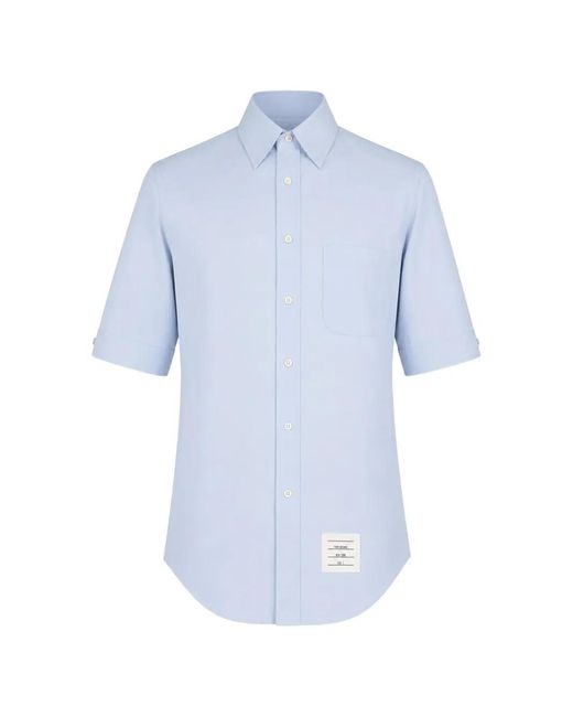 Thom Browne Blue Rwb Grosgrain Short-Sleeve Shirt for men