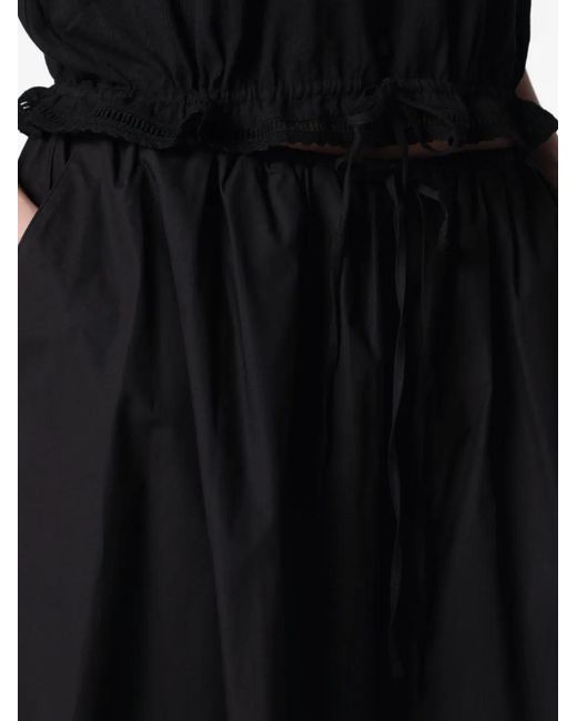 DUNST Black Lace-Trimmed Drawstring Midi Skirt
