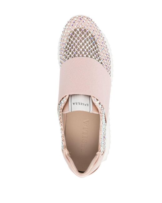 Le Silla Gilda Crystal-embellished Sneakers in Pink | Lyst