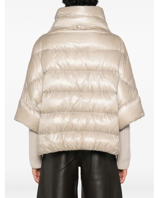 Herno Natural Quilted High-Neck Coat