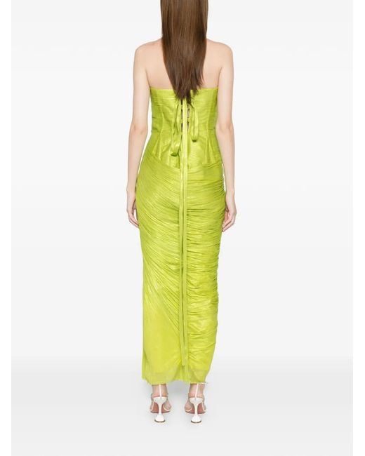 Maria Lucia Hohan Green Ruby Pleated Strapless Dress