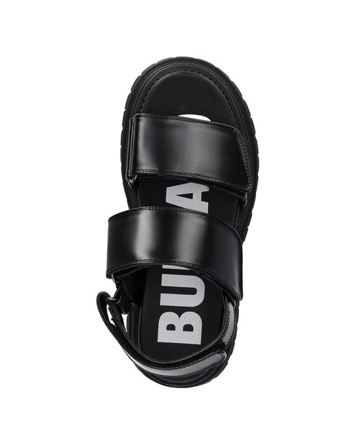 Buffalo Black Touch-Strap Platform Sandals