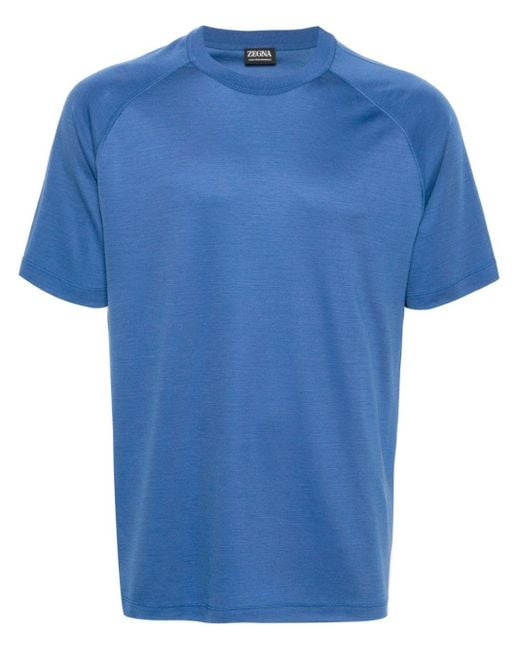 T-shirt en laine à col rond Zegna pour homme en coloris Blue