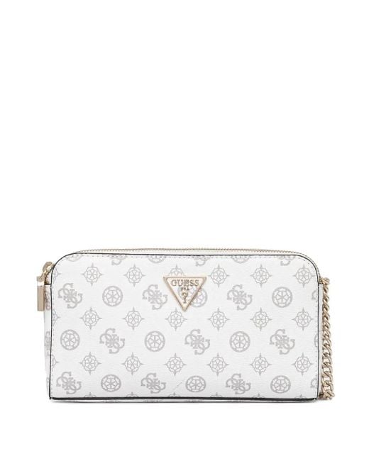 Guess White Logo-Print Crossbody Bag