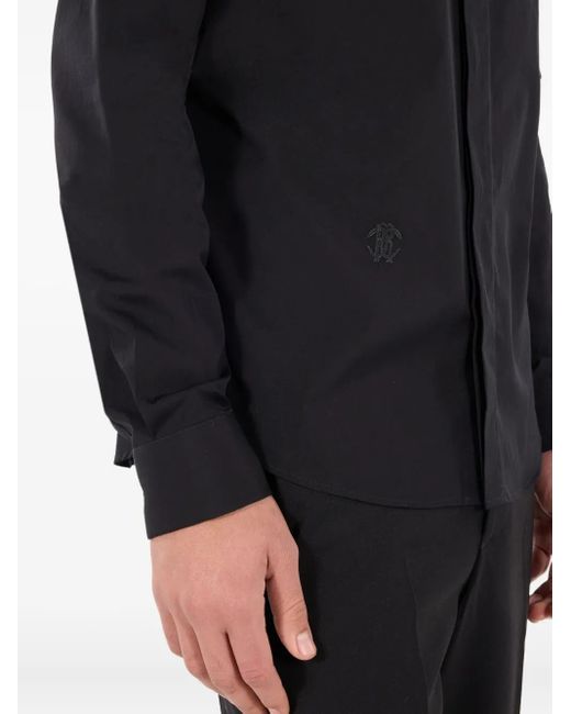 Roberto Cavalli Blue Logo-Embroidered Shirt for men