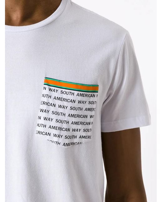 Amir Slama White Slogan-Print Pocket T-Shirt for men