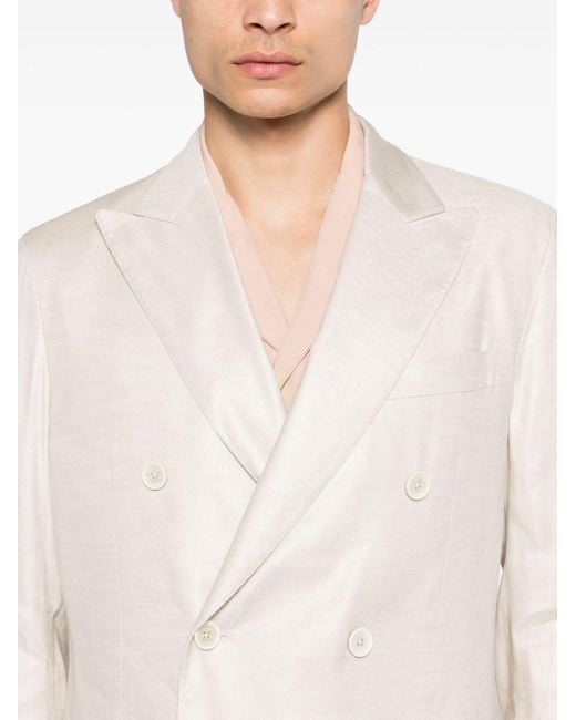 Lardini Doppelreihiger Anzug mit steigendem Revers in White für Herren