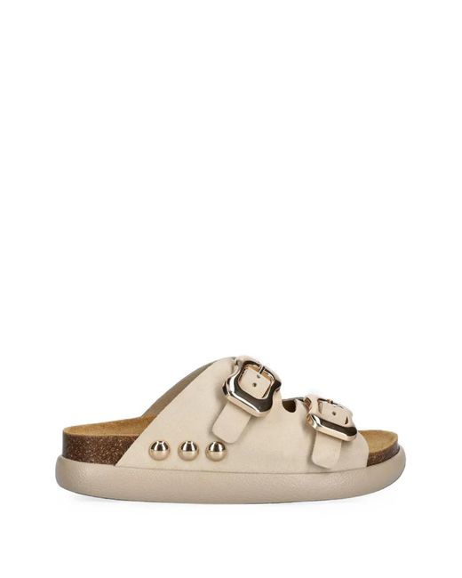 Scholl White Flora Studded Flat Sandals