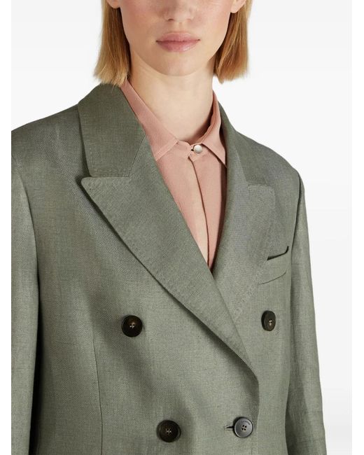 Slowear Green Double-Breasted Linen Jacket