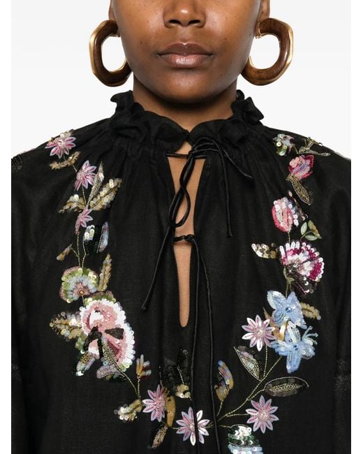Valentino Garavani Black Floral Embroidered Dress