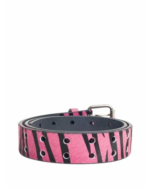 Stussy Pink Ceinture Perforée À Imprimé Zébré