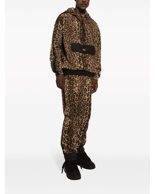 Chaqueta con capucha y estampado de leopardo Dolce & Gabbana de hombre de color Brown