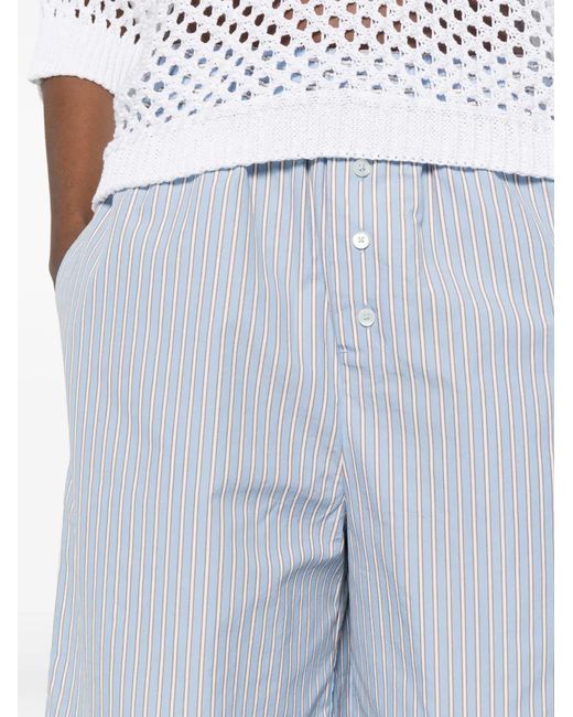 Bellerose White Striped Button-Up Shorts