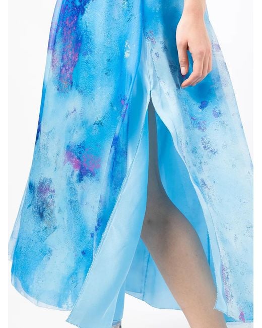 Shiatzy Chen Blue Printed Silk Dress