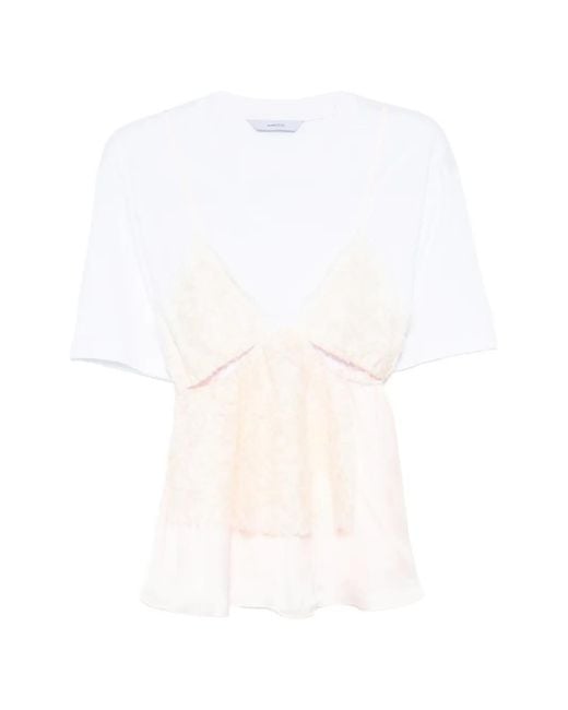 Camiseta De Encaje A Capas Pushbutton de color White