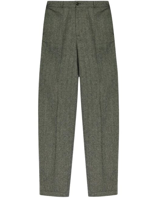 Moncler Green Herringbone Pattern Tailored Trousers for men