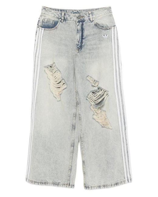 Jean Ample À Effet Usé Adidas en coloris Gray
