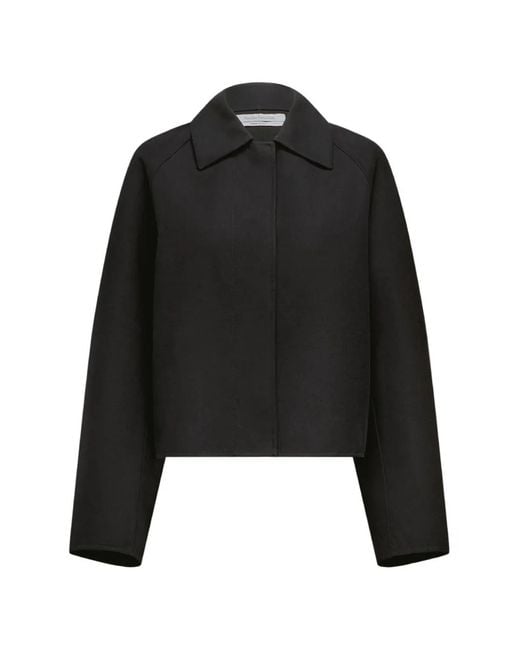 Another Tomorrow Black Raglan-Sleeve Back-Flap Jacket
