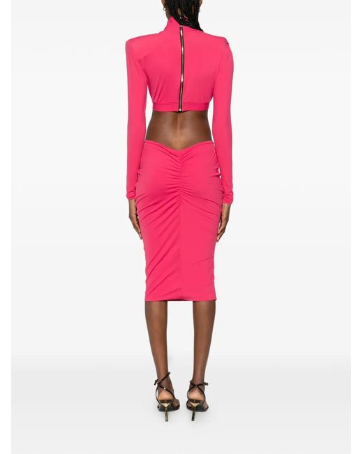 MITILIANE COUTURE Pink Cut-Out Chain-Link Dress