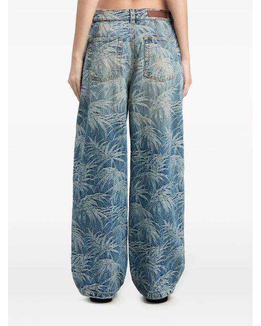 Palm Angels Blue Palm Tree-Print Jeans