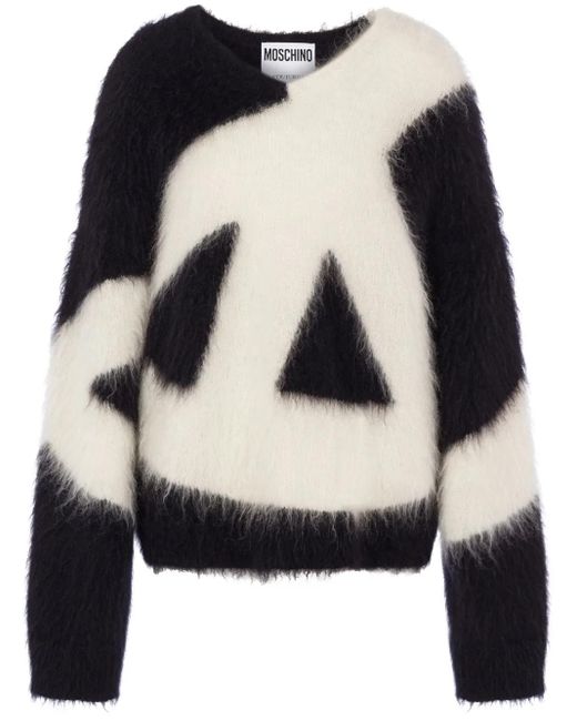 Moschino Black Abstract Design Oversized Sweater