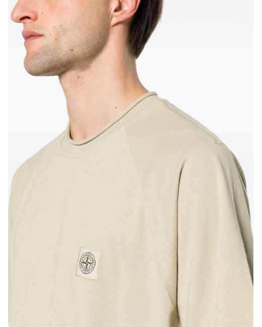 T-shirt con applicazione Compass di Stone Island in Natural da Uomo