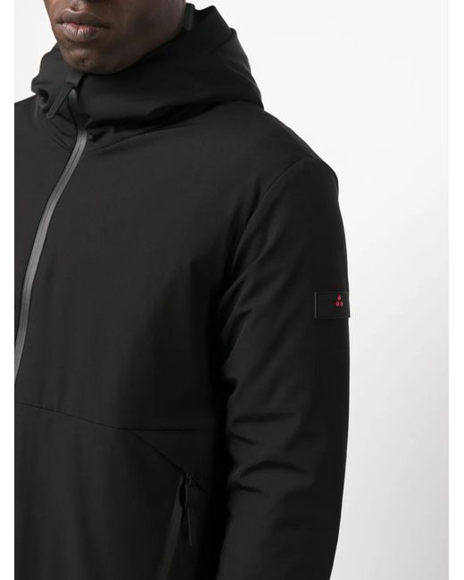 Peuterey Black Logo-Patch Hooded Coat for men